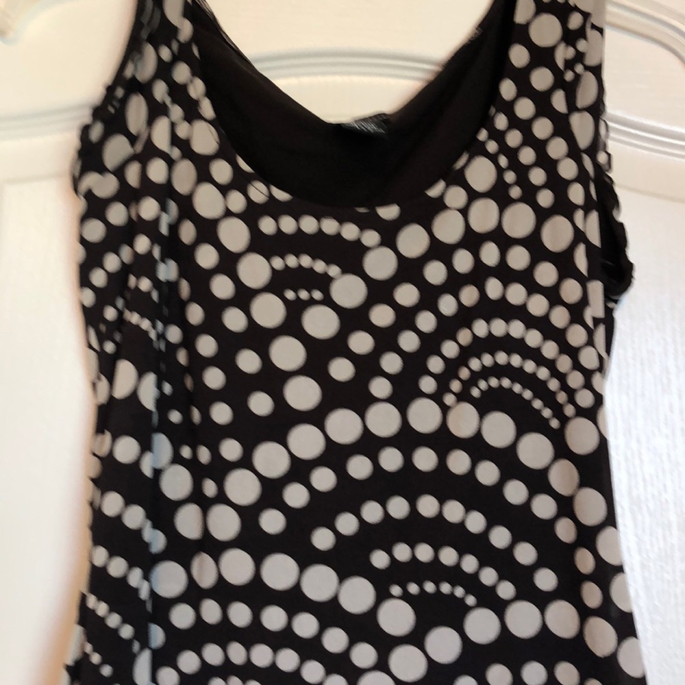 Brown and beige polka dot sleeveless top